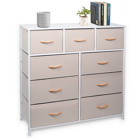 Cerbior 9 Drawer Dresser for Bedroom Tall Fabric Dresser Storage Tower ...