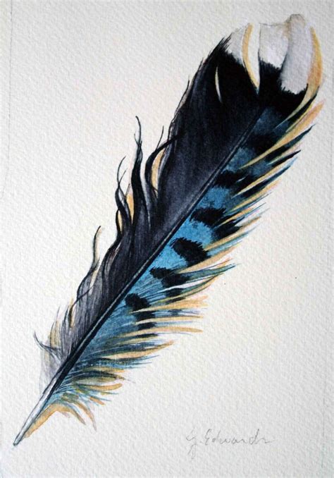 blue jay feather | Blue jay feather, Feather painting, Watercolor feather