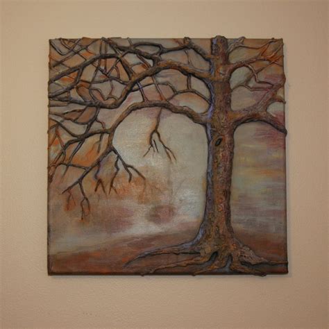 Fall oak tree 12x12 painting small landscape by ArtsyLynnHilton