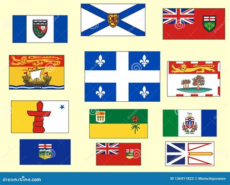 Picture Set of Flags of Canada States and Territories Stock Vector ...