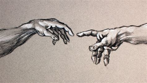 Creation Of Adam Hands Drawn in Charcoal PROCESS - YouTube