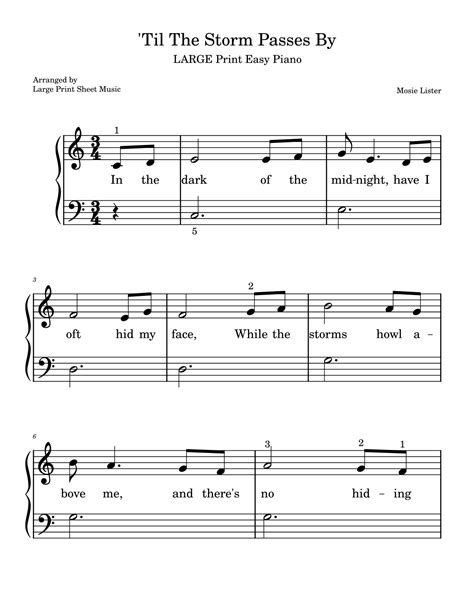 'Til The Storm Passes By | LARGE PRINT | Easy Piano von Mosie Lister ...