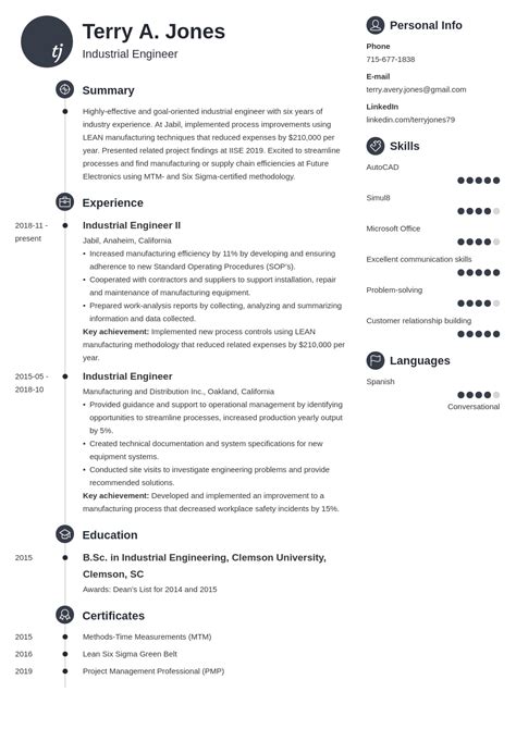 Industrial Engineer Resume Sample and Writing Guide