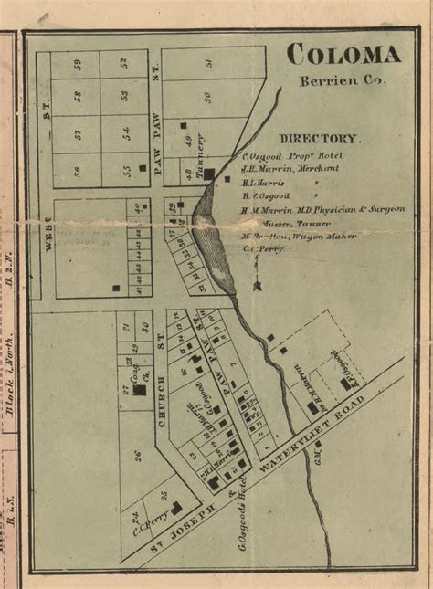 Coloma, Michigan 1860 Old Town Map Custom Print - Berrien Co. - OLD MAPS