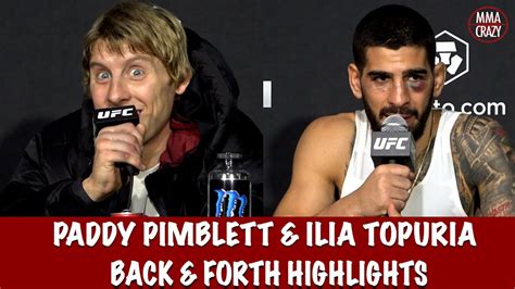 Paddy Pimblett vs. Ilia Topuria back & forth Post Fight Highlights ...