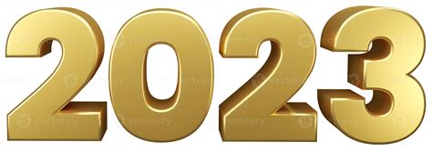 2023 Happy New Year. 3d render gold metallic sign. Realistic 3D 2023 ...