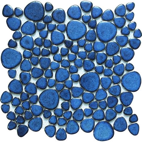 Blue porcelain pebble tiles heart-shape glazed wall tile mosaic ...