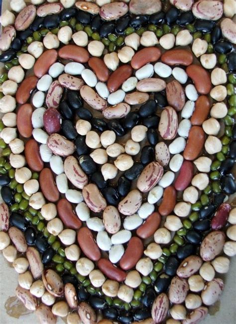 Assorted beans glued on cardboard. Done by 8ry old. | Mosaics for kids ...