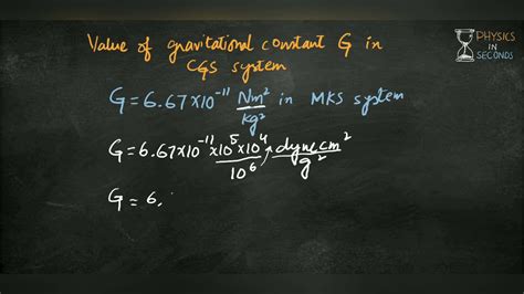 Value of Gravitational Constant in CGS system - YouTube