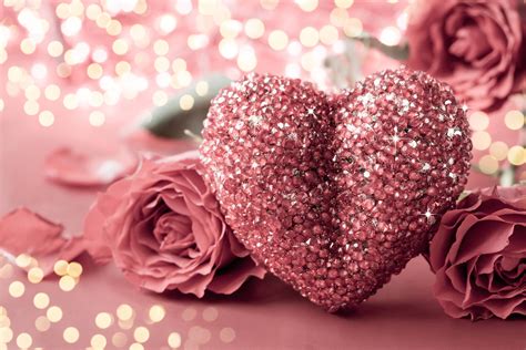 Download Valentines Day Pink Heart Glitters Wallpaper | Wallpapers.com