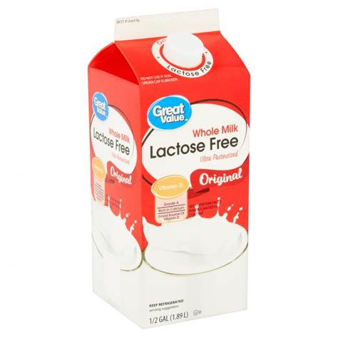 Great Value Lactose Free Original Whole Milk, 1/2 gal