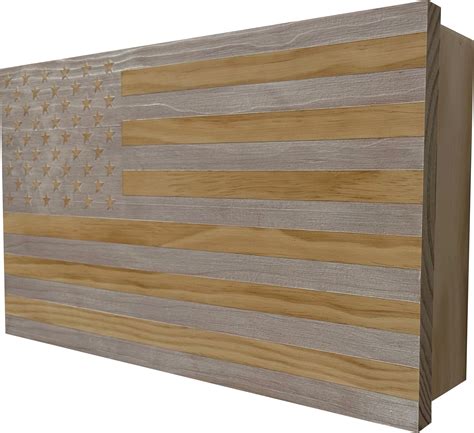 American Flag Decorative & Secure Wall-Mounted Gun Cabinet (Whitewashe ...