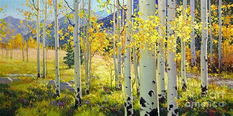 Afternoon Aspen Grove by Gary Kim in 2020 | Horizontal painting, Aspen ...