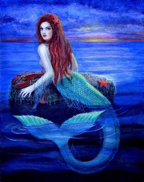 Mermaid's Dinner Painting by Sue Halstenberg - Pixels