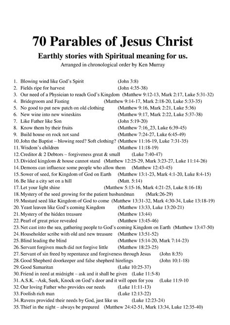 70 Parables of Jesus Christ - 70 Parables of Jesus Christ Earthly ...