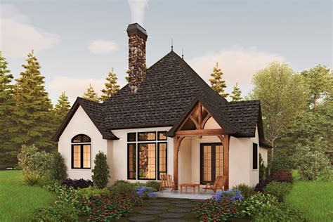 2-Bed Storybook Cottage House Plan with 1-Car Garage - 69762AM ...