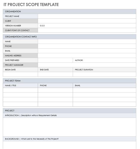 Free Project Scope Templates | Smartsheet