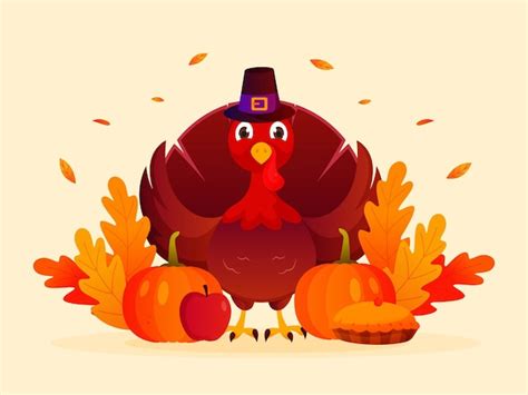 Premium Vector | Flat design thanksgiving background with turkey