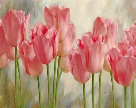 Pink Tulips Paint By Numbers - Numeral Paint Kit