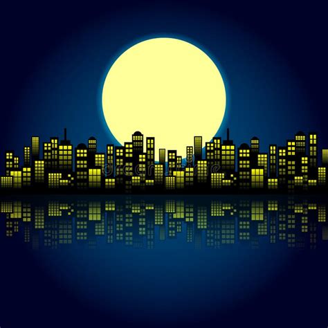 Style Cartoon Night City Skyline Background. Stock Vector ...