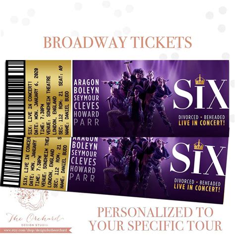 Custom Broadway Tickets YOU PRINT Broadway Musical Theatre - Etsy ...