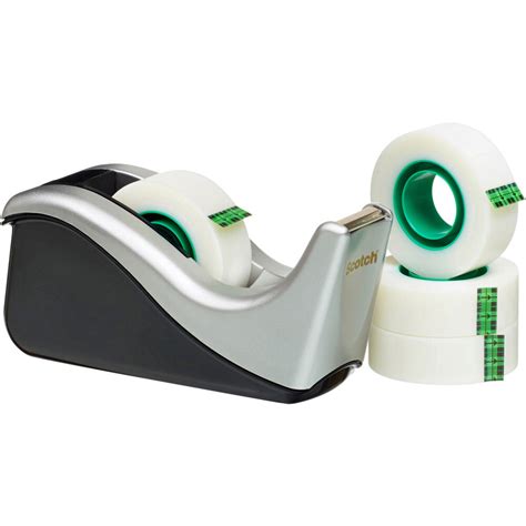 Scotch Tape Dispenser C60-ST4 Desktop Value Pack Black & Silver