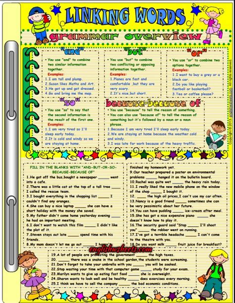 Linking Words ESL Printable Grammar Exercises Worksheet | Linking words ...