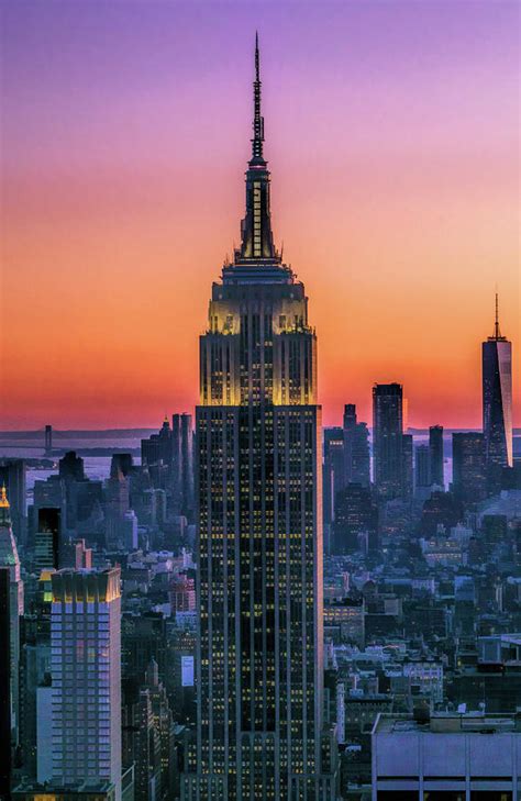 New York City Empire State Building Sunset Painting by Christopher ...