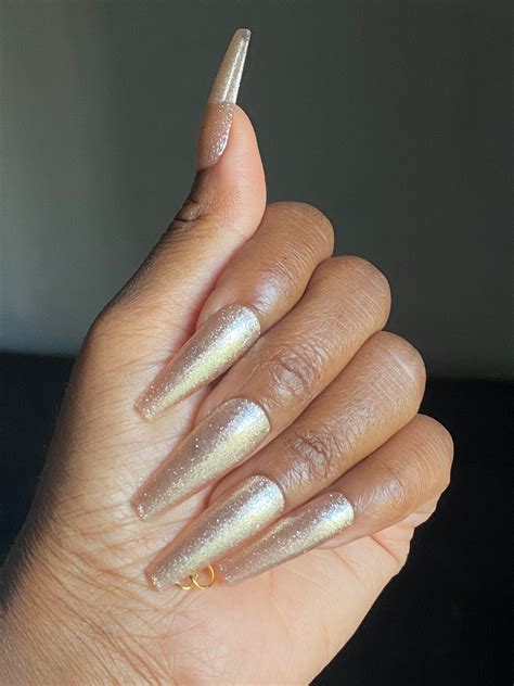 Champagne Press on Nails Fake Nails False Nails Gold | Etsy