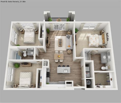 Three Bedroom 3 Bedroom House Floor Plan Design 3d Update