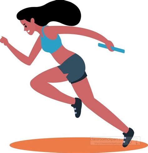 Track And Field Clipart Female Runner Holds Baton In Team Relay Race ...