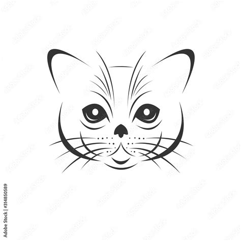 Vector of a cat face icon to animal Black and White Logo, Sign, Design ...