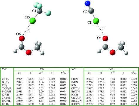 Optimized geometry of (CH3O)CHO⋯ClCF3 and (HO)CHO⋯ClCN. The important ...