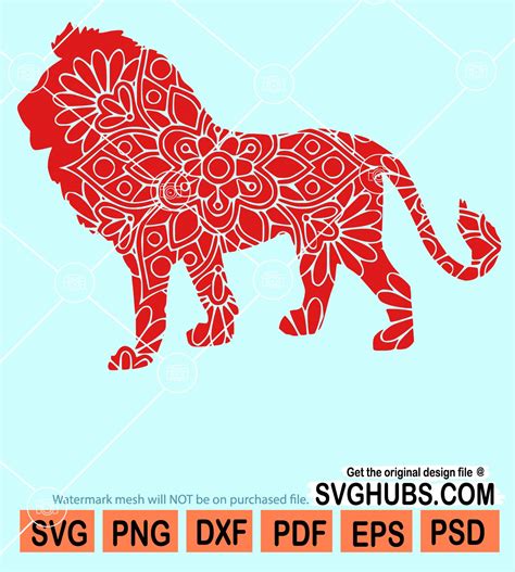 Lion mandala svg, mandala svg, Lion Zentangle svg, Floral lion svg ...