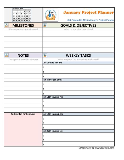 Printable Project Plan Template