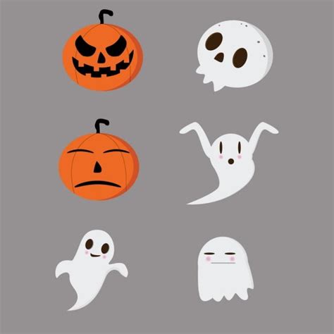 Halloween Ghost Vector Hd PNG Images, Set Icon Halloween Ghost ...