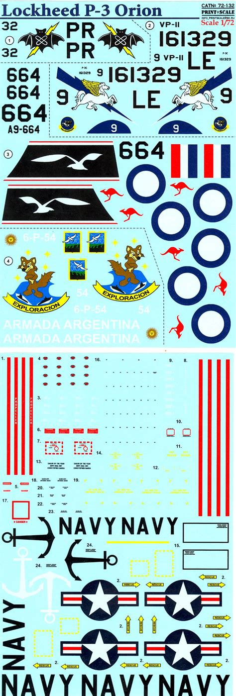 Print Scale Decals 1/72 LOCKHEED P-3 ORION Anti Submarine Aircraft | eBay