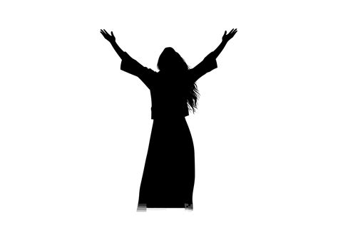 Christian Worship Woman Lifting Hands Silhouette Neon Vector ...