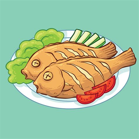 hand drawn fried fish 1 7949287 Vector Art at Vecteezy