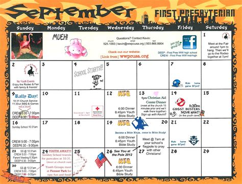 Walla Walla Presbyterian Youth: Fall Kickoff & September Events Calendar