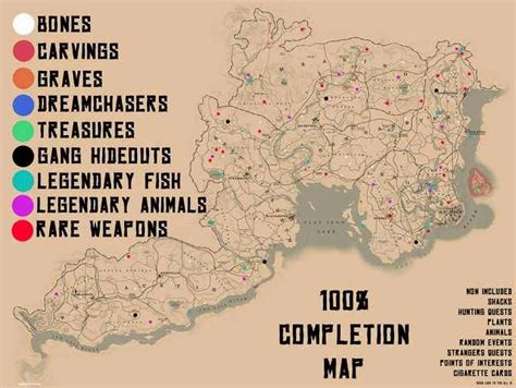 Red Dead Redemption 2 100% Completion Map | Red dead redemption art ...