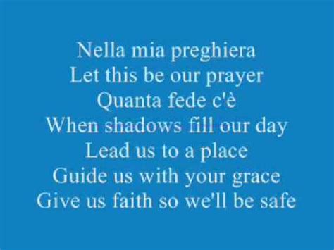 Celine Dion ft Andrea Bocelli The Prayer Lyrics - YouTube