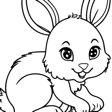 Cute Baby Bunny Coloring Page · Creative Fabrica