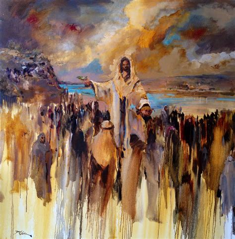 the feeding of the 5000 art | The New Jerusalem – SOLD | Jesus painting ...