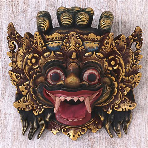 UNICEF Market | Hand Made Gold Colored Wood Mask from Indonesia - Bali ...