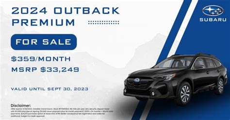 Gengras Subaru 2024 Outback Premium Monthly Lease Offer (September 2023)