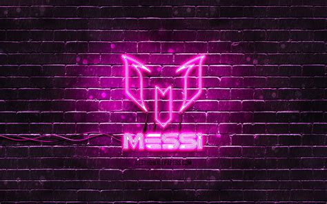 Lionel Messi purple logo purple brickwall, Leo Messi, fan art, Lionel ...