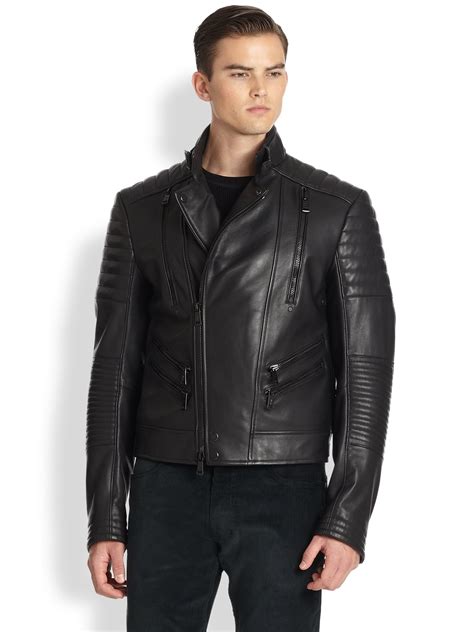 Lyst - Ralph lauren black label Quilted Zip Motorcycle Jacket in Black ...