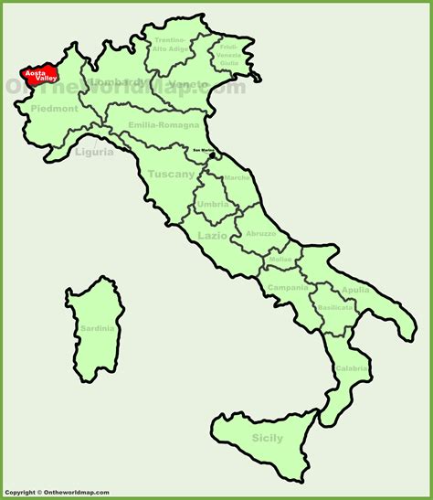 Aosta Valley location on the Italy map - Ontheworldmap.com