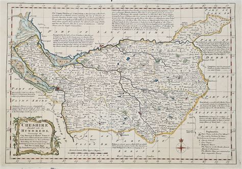 Antique Map - Cheshire - Emanuel Bowen 1767 - hand coloured